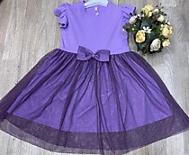 Платье Фатин фиолетовый бантик