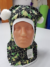 SALE Шапка-шлем "Кант-зеленый принт" ЗИМА