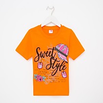 Футболка для девочки, цвет оранжевый/Sweet Style, рост 128 см 7870366