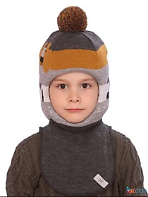 Шапка-шлем 21101-06 серый,горчичный 