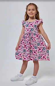 Платье детское, к/р, набивное полотно, цвет розовый1